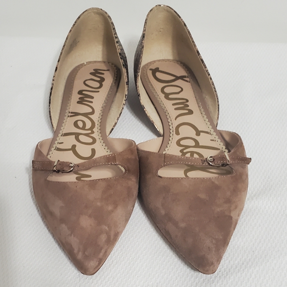 Sam Edelman Rina Pointed Toe D'Orsay Flats Tan Reptile Print 9.5 - Picture 3 of 8